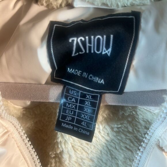 Zshow off white puffer vest with brown trim - Picture 3 of 8